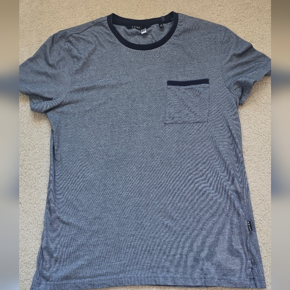 🌈 Horst Hörst Fine-Stripe Pocket T-Shirt Size Fitted Large